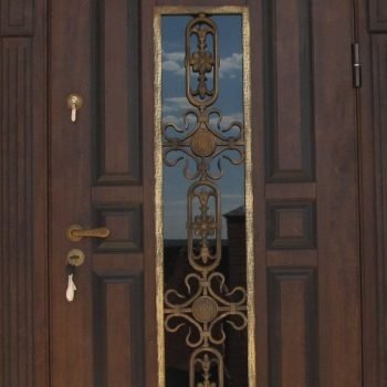 07 Входная дверь в дом + кованные элементы + стеклопакет + патина